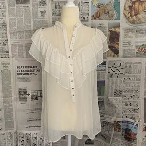 Zara Basic Sheer Button Up Blouse